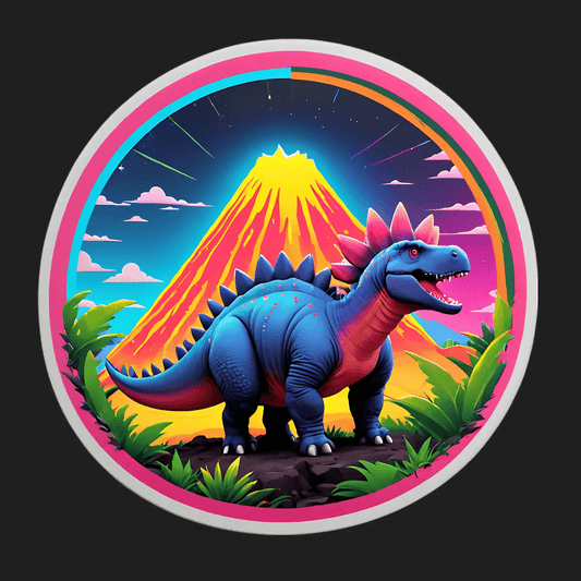 Dinosaur Volcano - Colorful Sticker - Heat Press Transfer