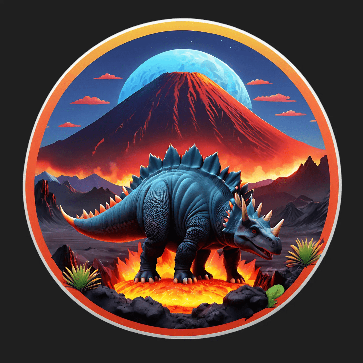 Dinosaur Volcano - Sticker - Heat Press Transfer