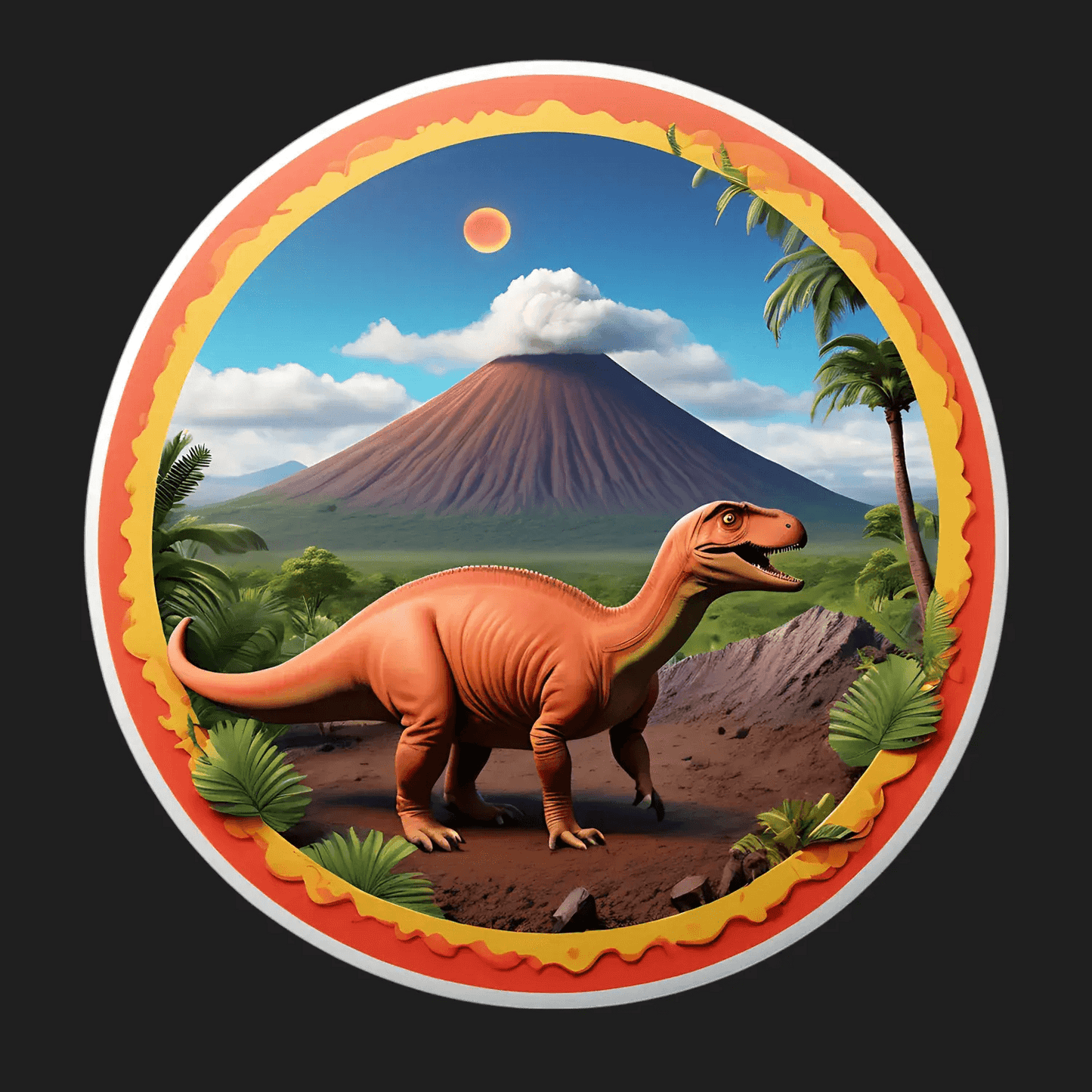 Dinosaur Volcano - Sticker - Heat Press Transfer