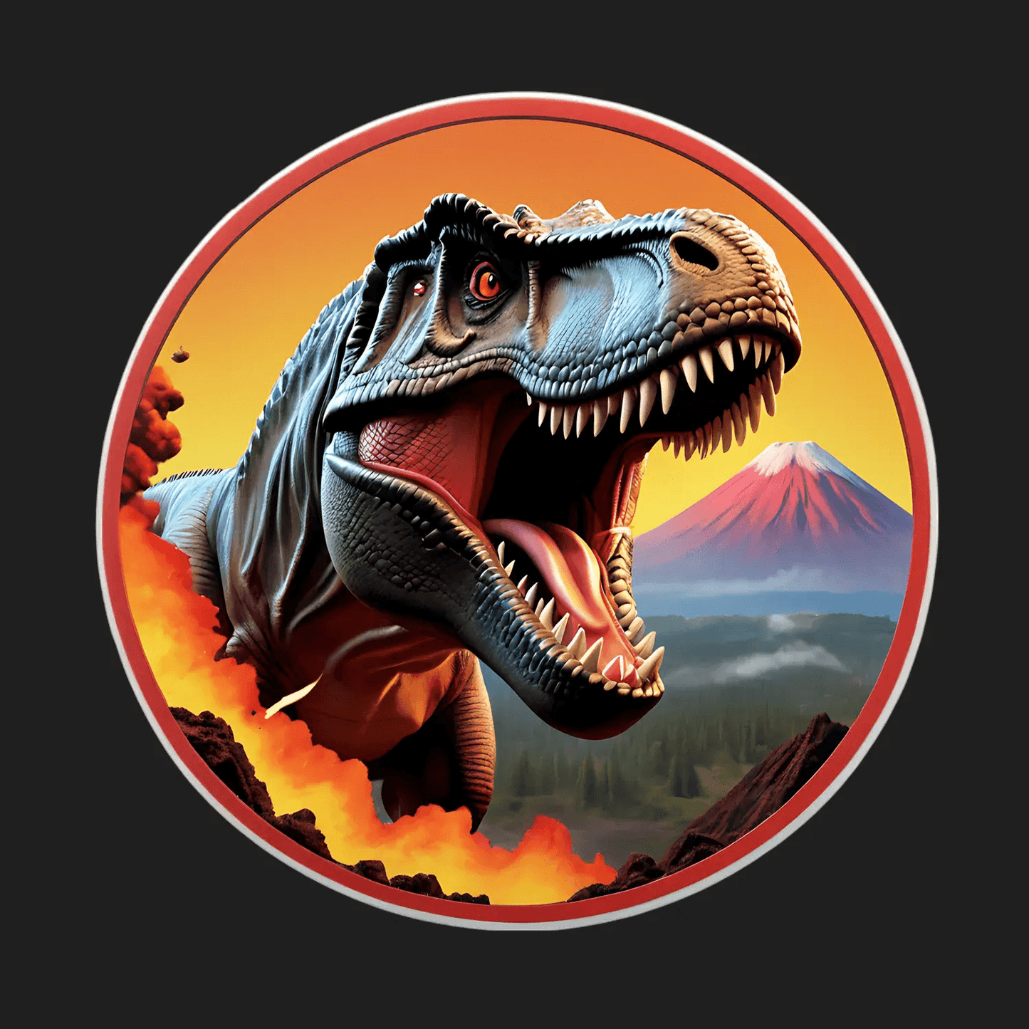 Dinosaur Volcano - Sticker - Heat Press Transfer