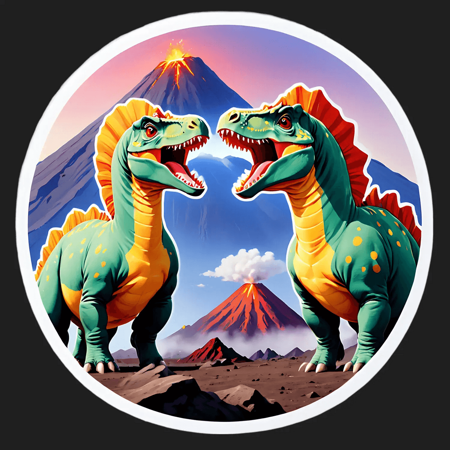 Dinosaur Volcano - Sticker - Heat Press Transfer