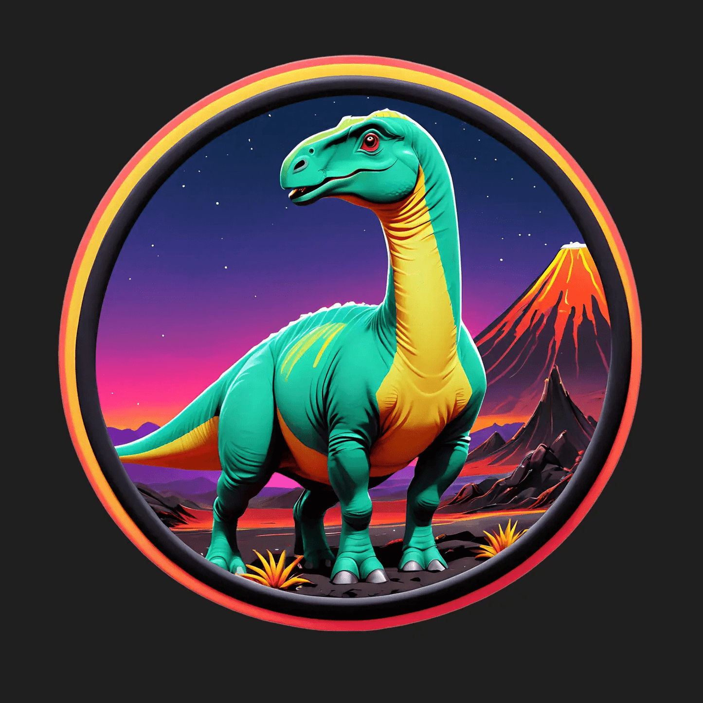 Dinosaur Volcano Sticker - UV DTF - Heat Press Transfer