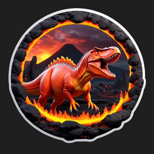 Dinosaur Volcano - UV DTF Sticker - Heat Press Transfer