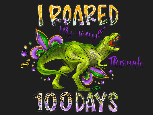 Dinosaur 100 Days - DTF Ready to Press - Heat Press Transfer