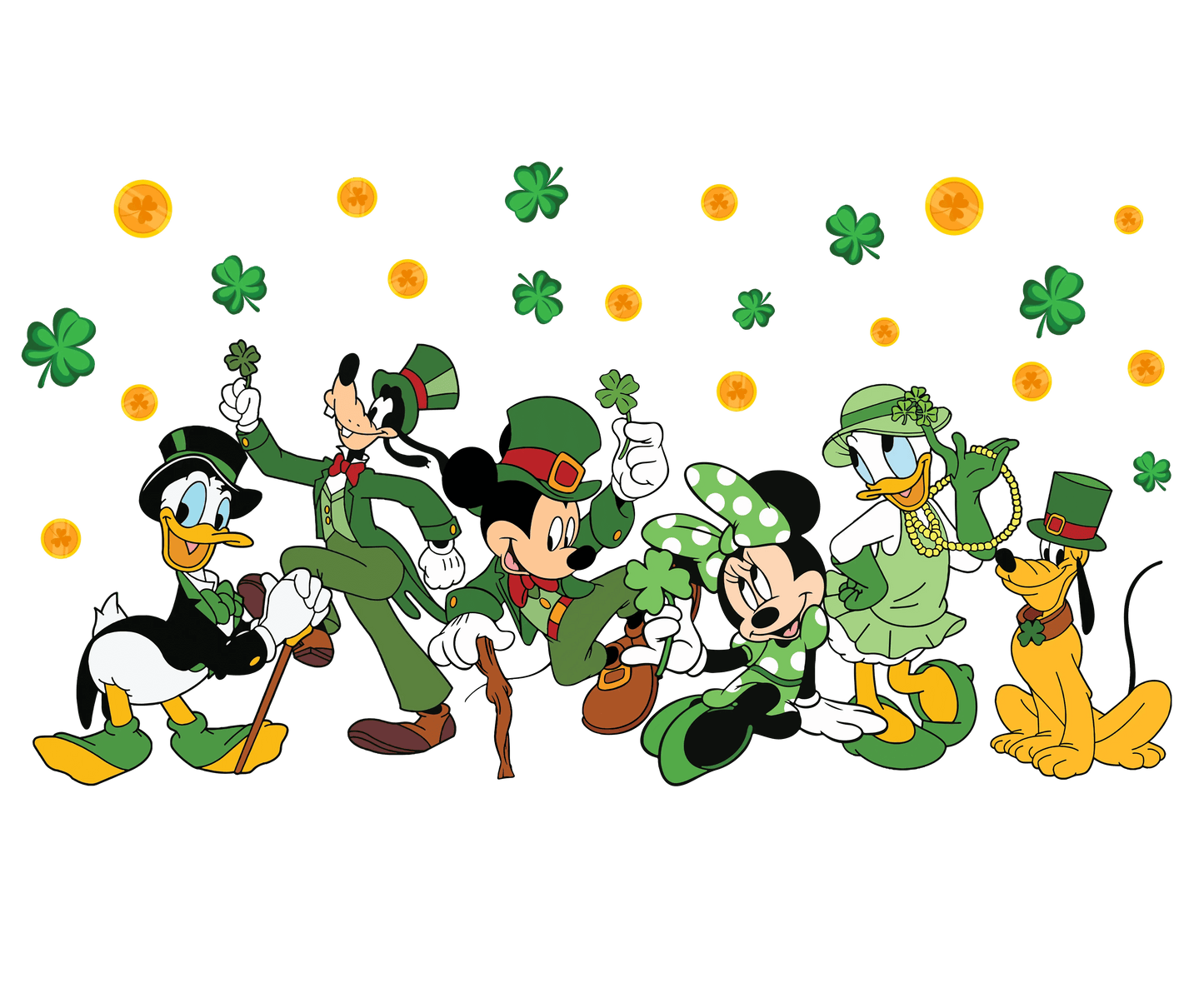 Disney Mickey Mouse Happy St Patrick Friends Design - DTF Ready To Press - Heat Press Transfer