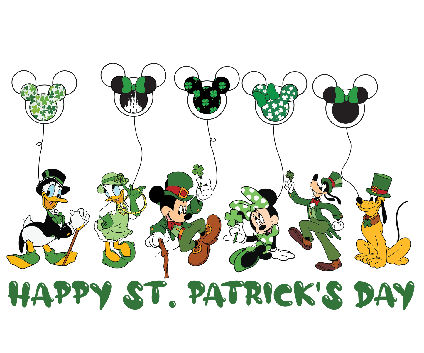 Disney Mickey Mouse Happy St. Patrick's Day Design - DTF Ready To Press - Heat Press Transfer