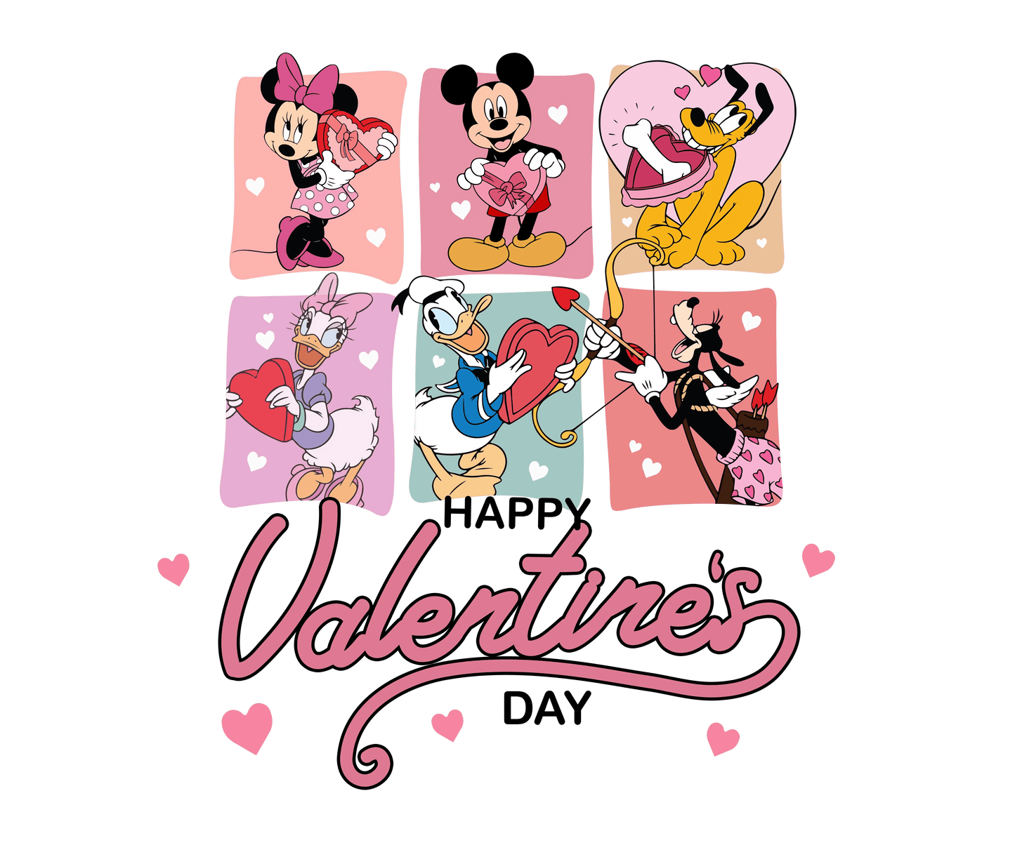 Disney Mickey Mouse Happy Valentine's Day Design - DTF Ready To Press - Heat Press Transfer