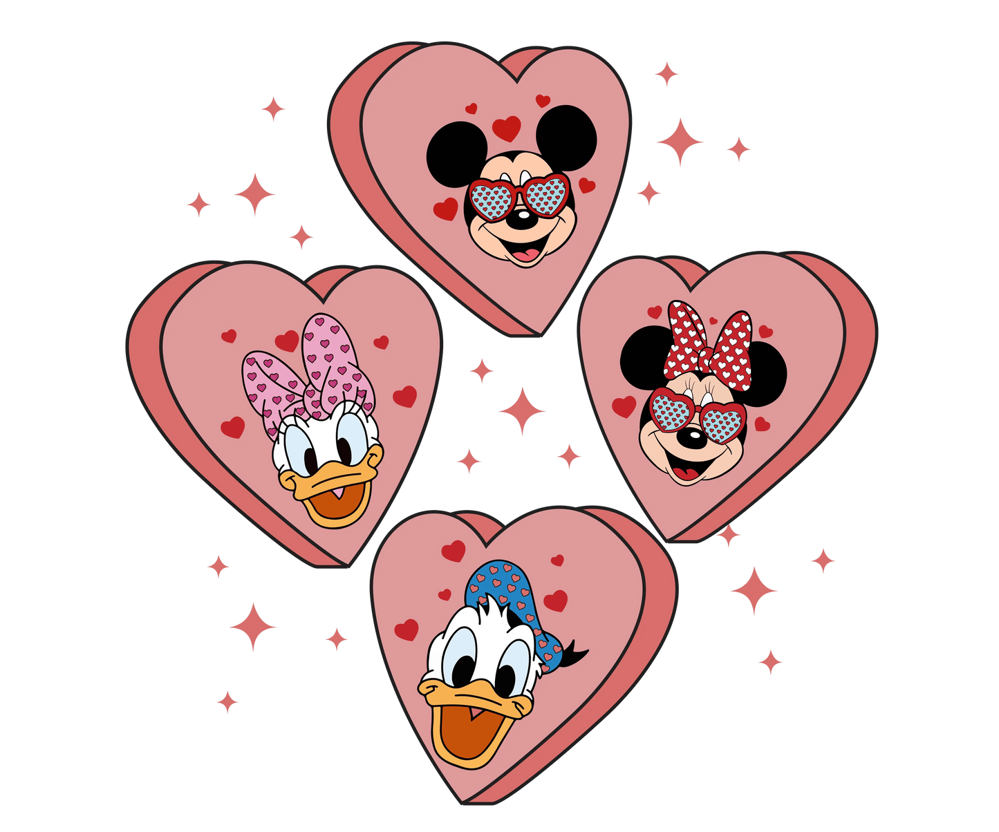 Disney Mickey Mouse Valentine's Day Heart Design - DTF Ready To Press - Heat Press Transfer