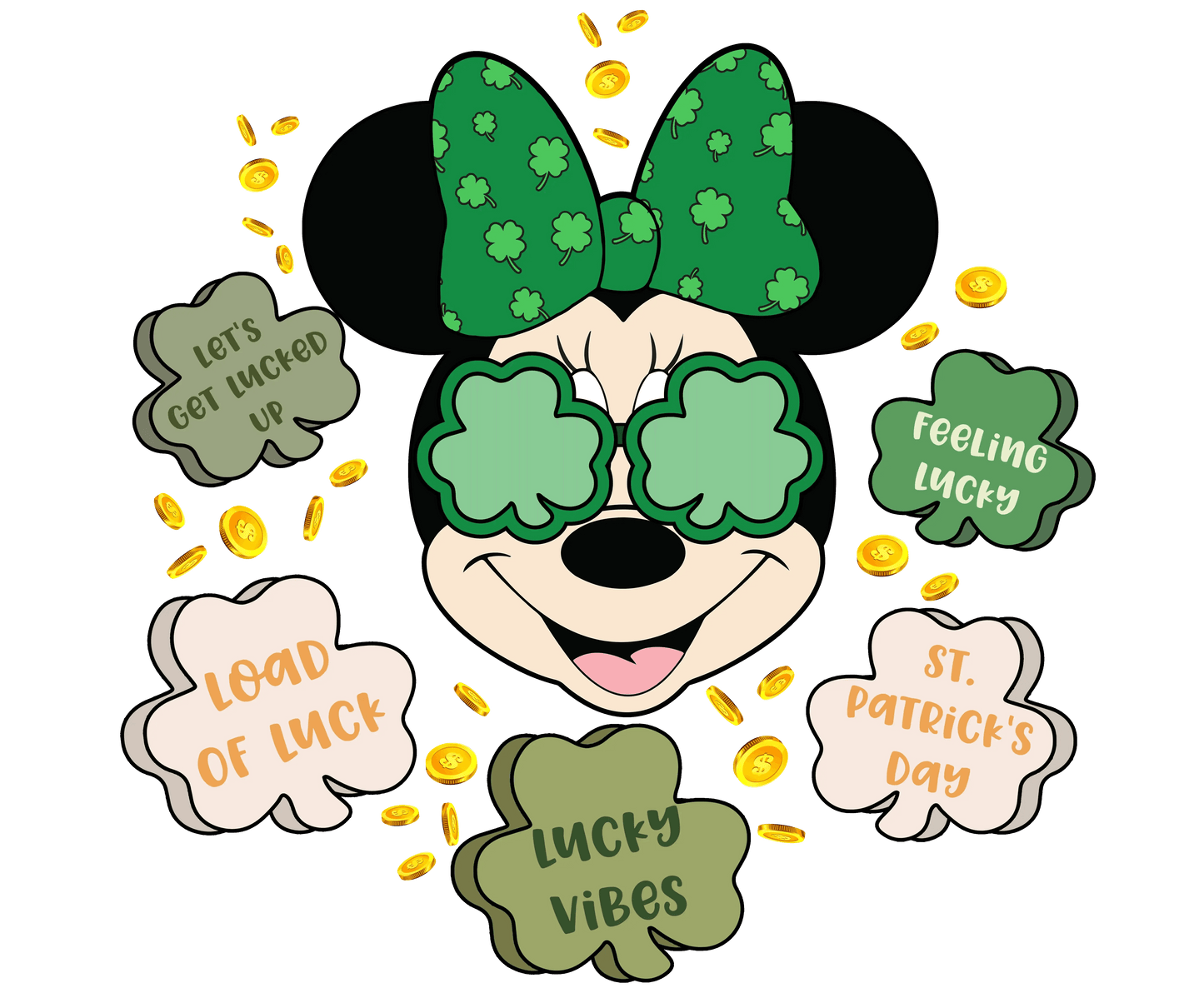 Disney Minnie Mouse Feeling Lucky Saint Patrick's Day Design - DTF Ready To Press - Heat Press Transfer