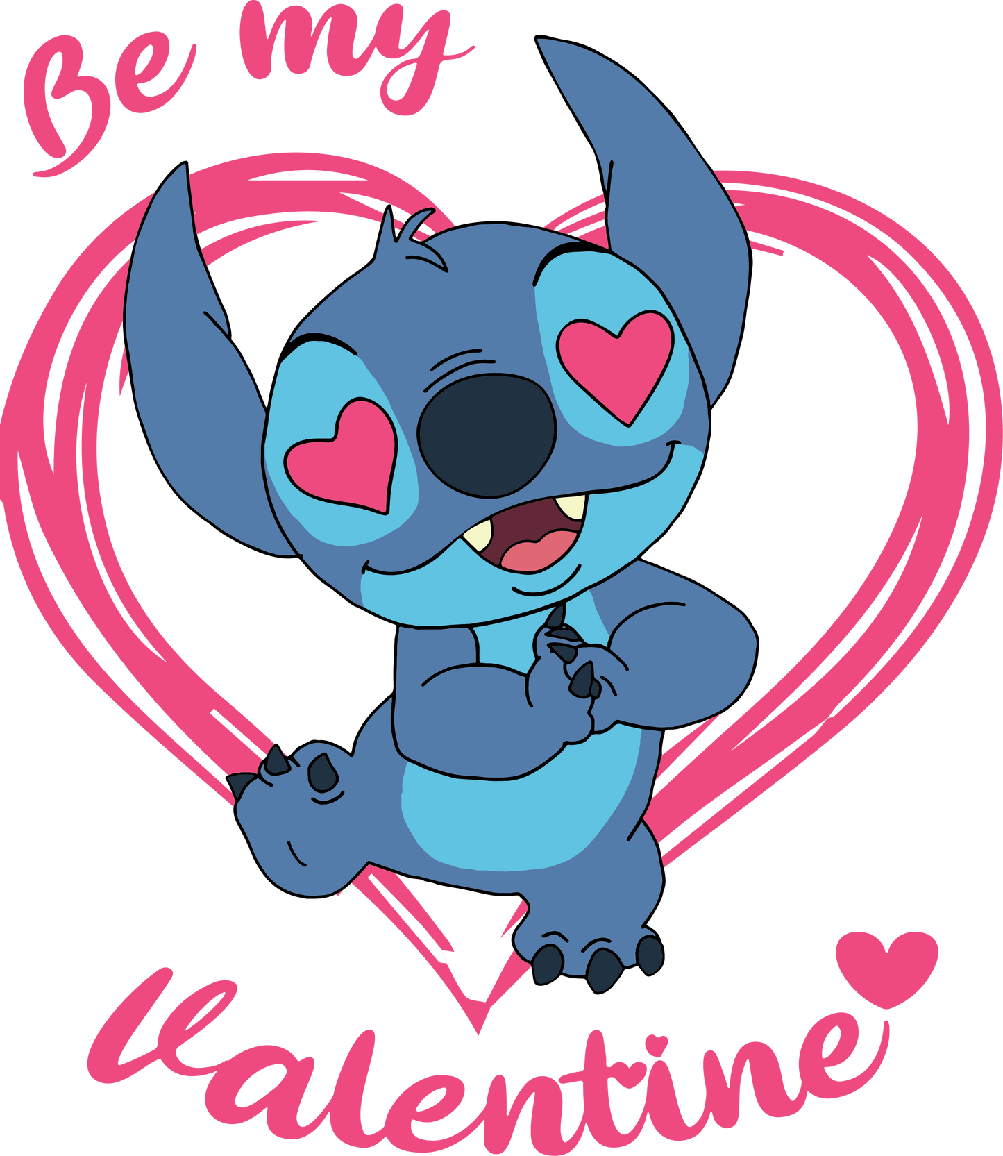 Disney Stitch Be My Valentine Design - DTF Ready To Press - Heat Press Transfer