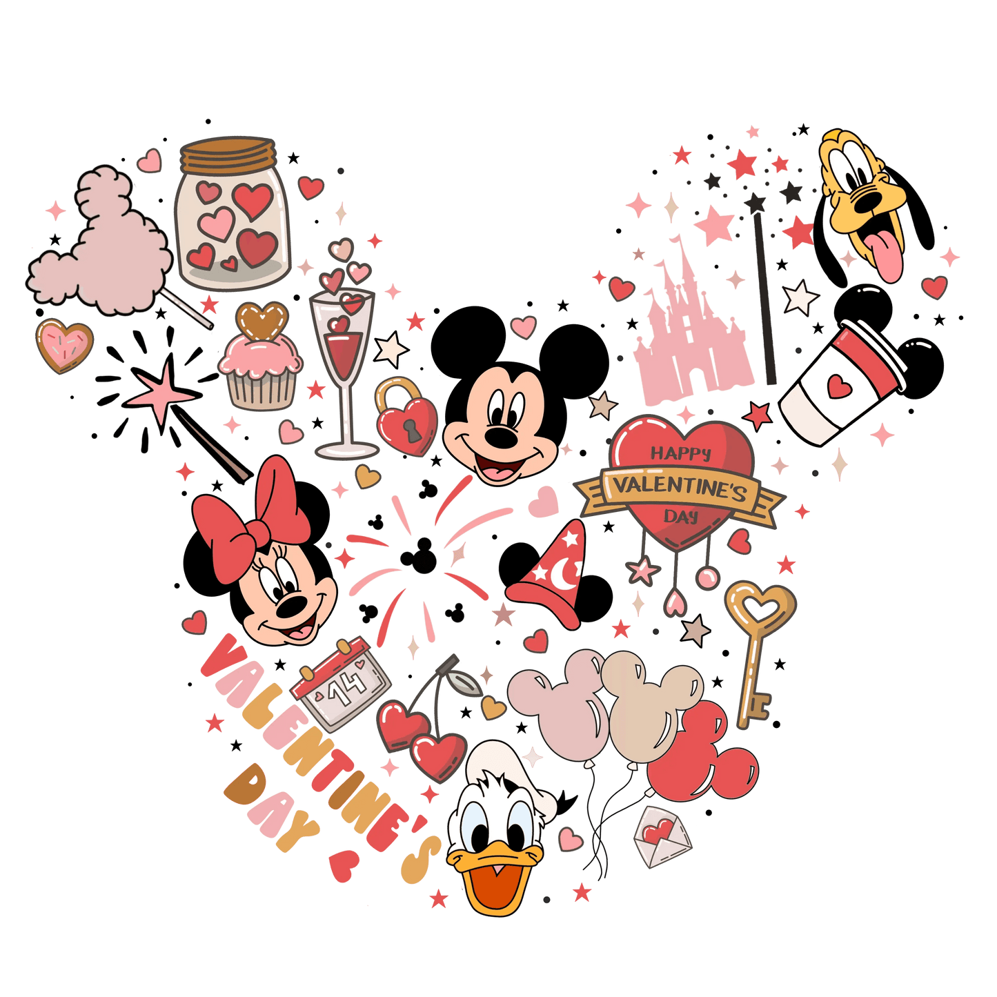 Disneyland Happy Valentine's Day Design - DTF Ready To Press - Heat Press Transfer