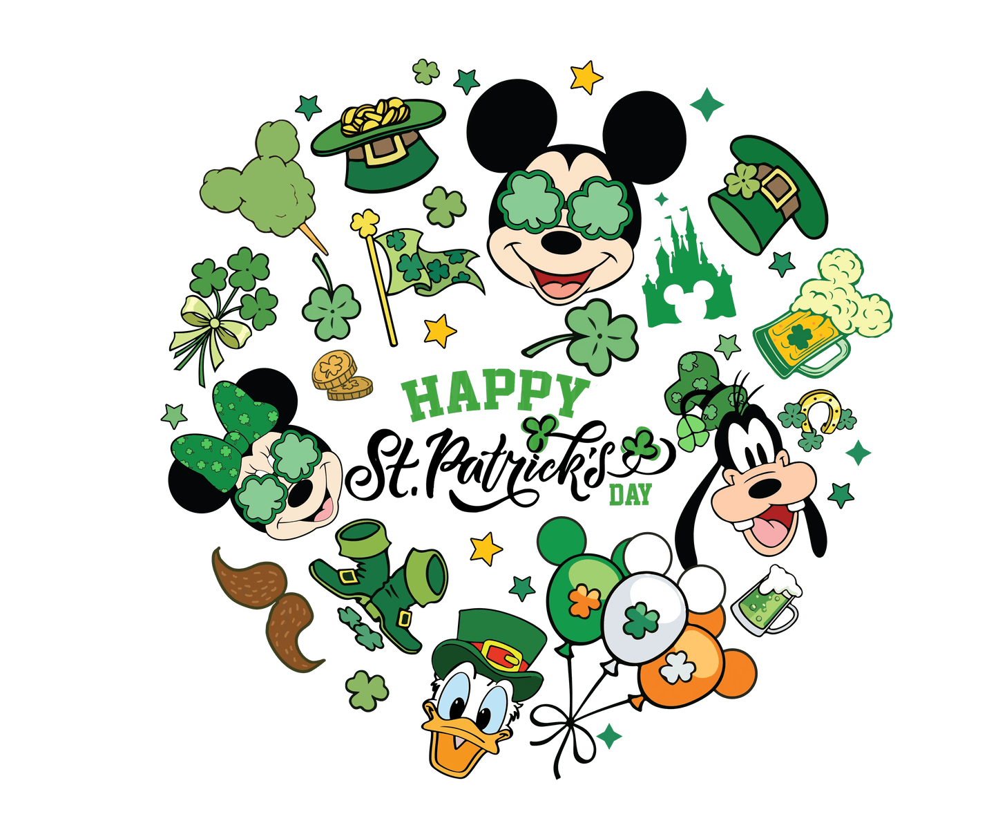 Disneyland Mickey Mouse Happy St Patricks Day Design - DTF Ready To Press - Heat Press Transfer
