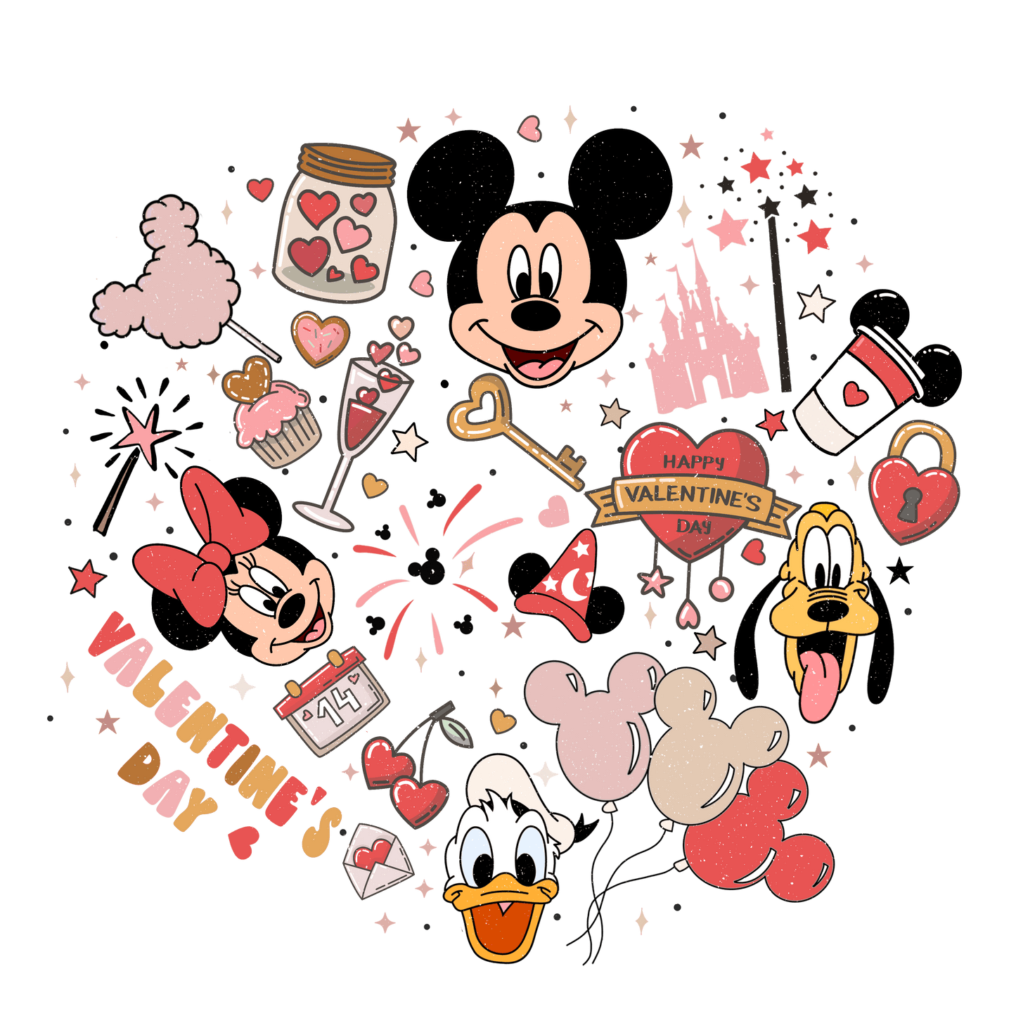 Disneyland Valentine Design - DTF Ready To Press - Heat Press Transfer