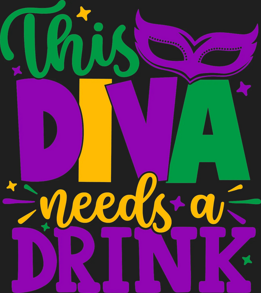 Diva Drink Design - DTF Ready to Press - Heat Press Transfer