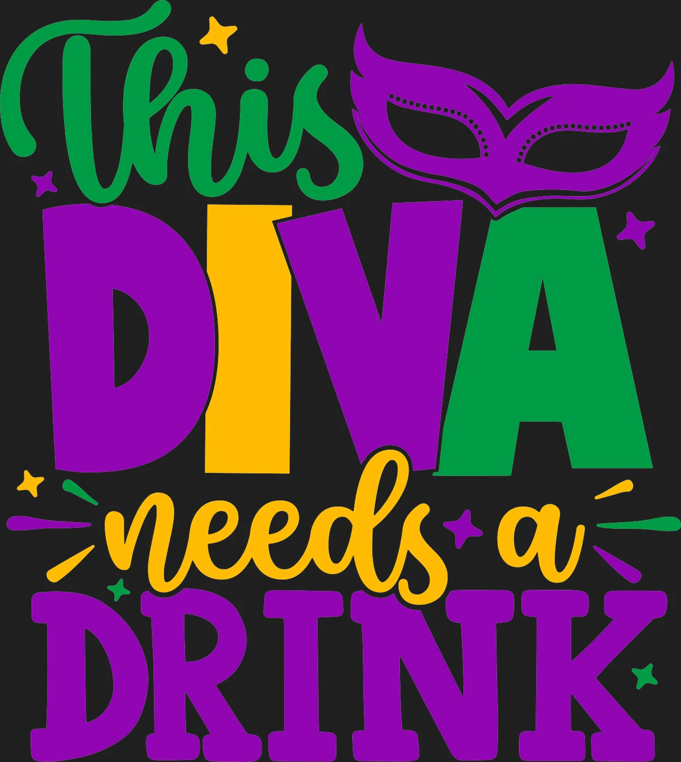 Diva Drink Theme - DTF Ready to Press - Heat Press Transfer