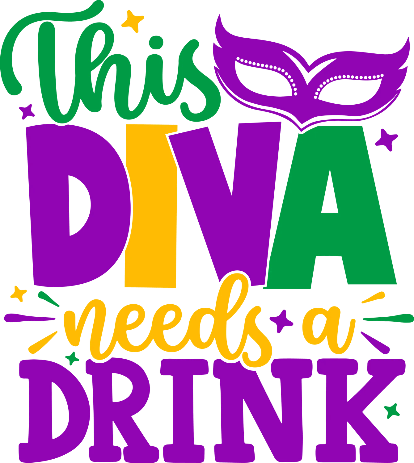 Diva Drink Theme - DTF Ready to Press - Heat Press Transfer