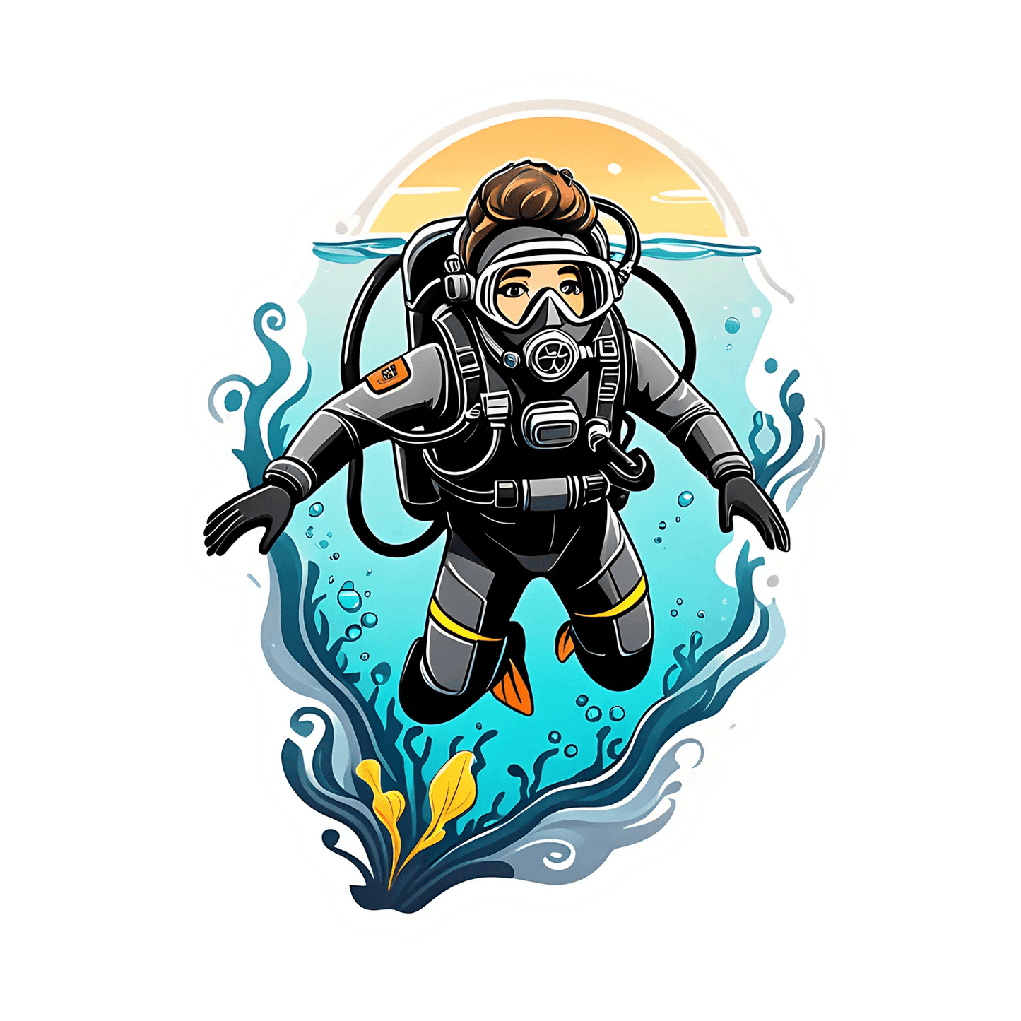Diver Adventure - UV Sticker - Heat Press Transfer