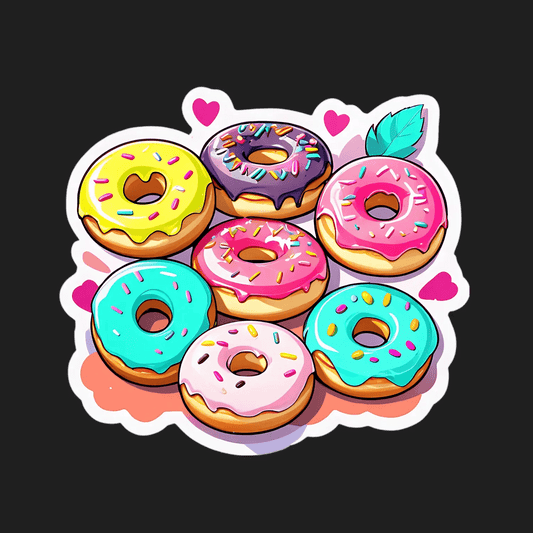Donut Love Sticker - Fun & Colorful UV Durable - Heat Press Transfer