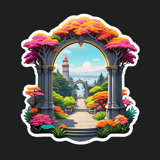 Dreamy Archway Sticker - Colorful Scenic Artwork - Heat Press Transfer