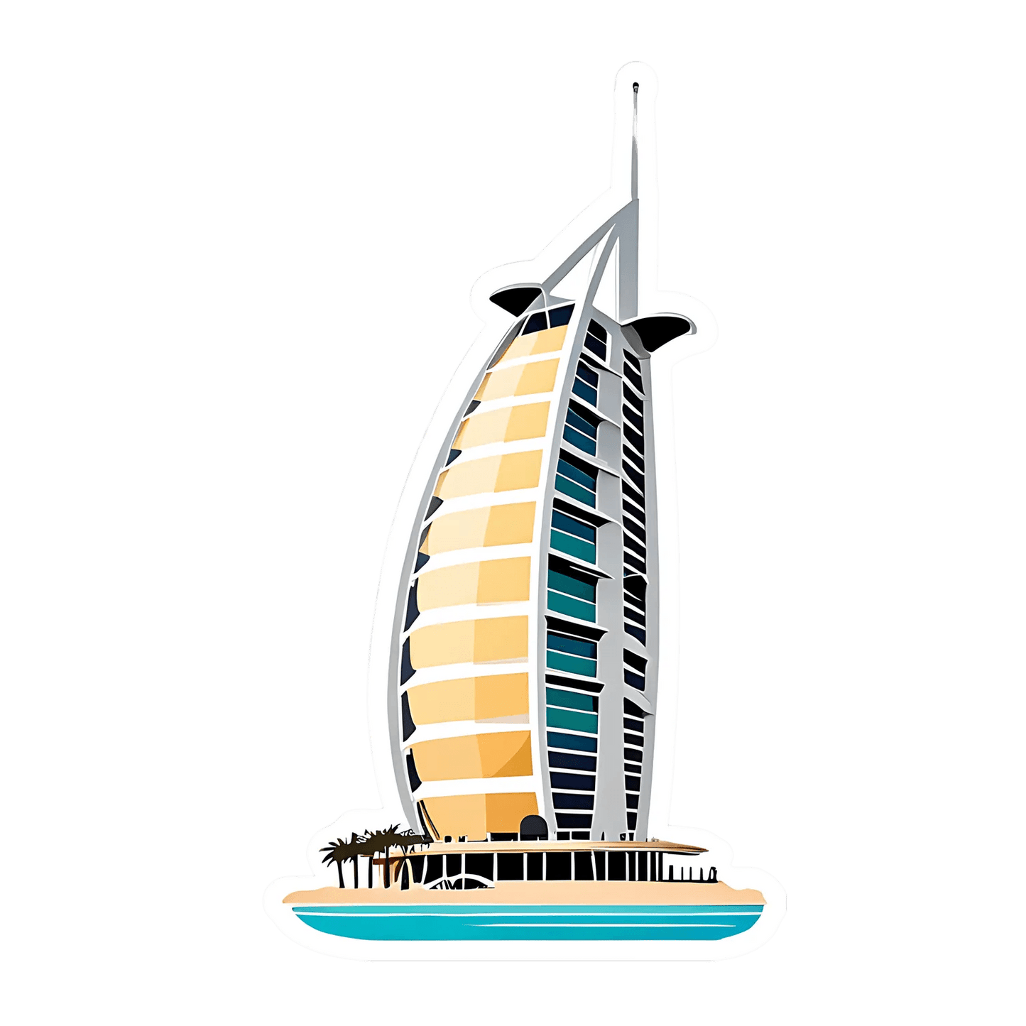 Dubai Skyline - Sail Tower Sticker - Heat Press Transfer