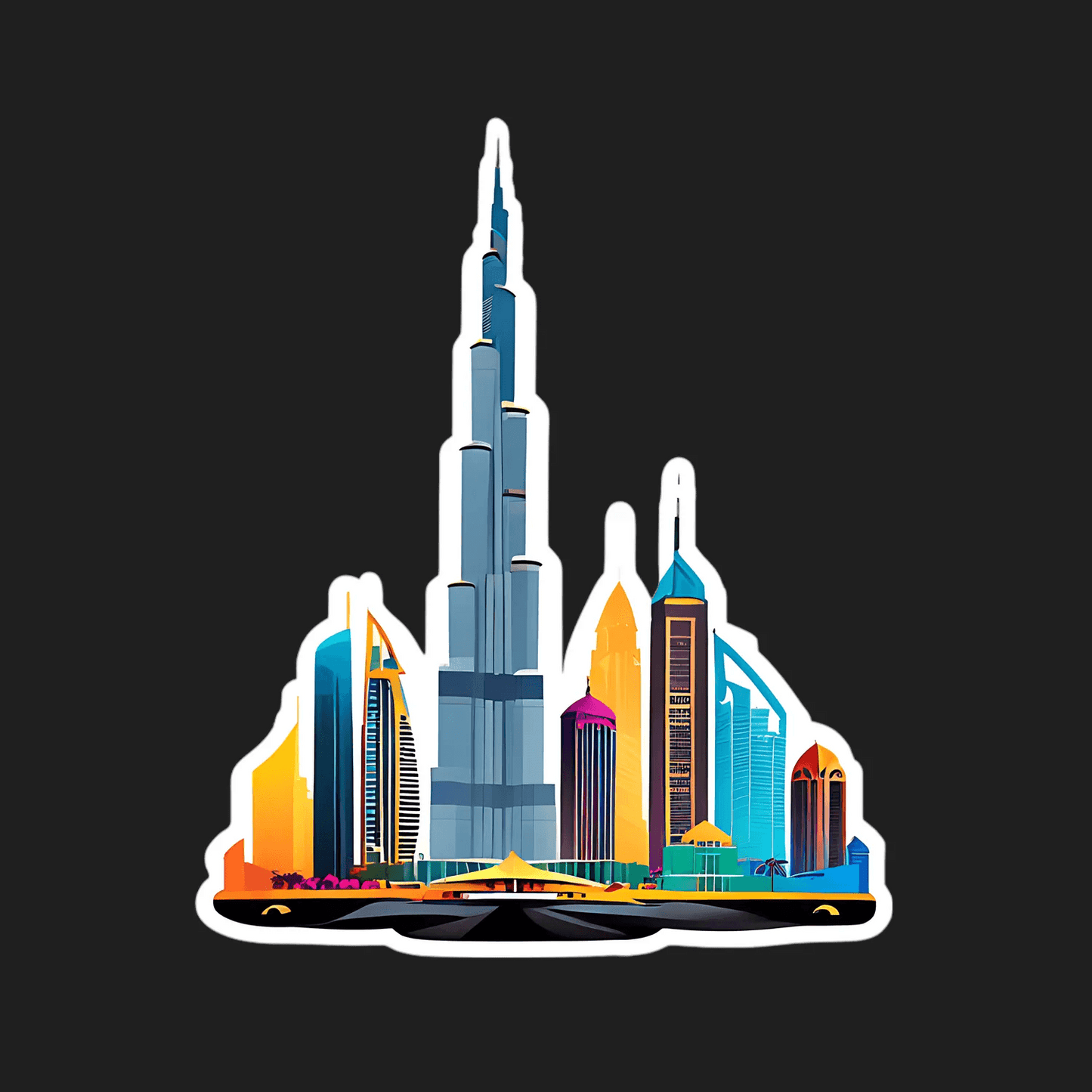 Dubai Skyline - UV DTF Sticker - Heat Press Transfer
