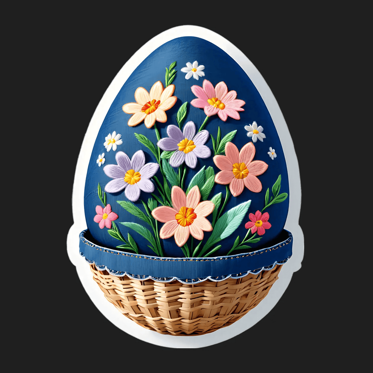 Easter Basket Floral - Sticker - Heat Press Transfer