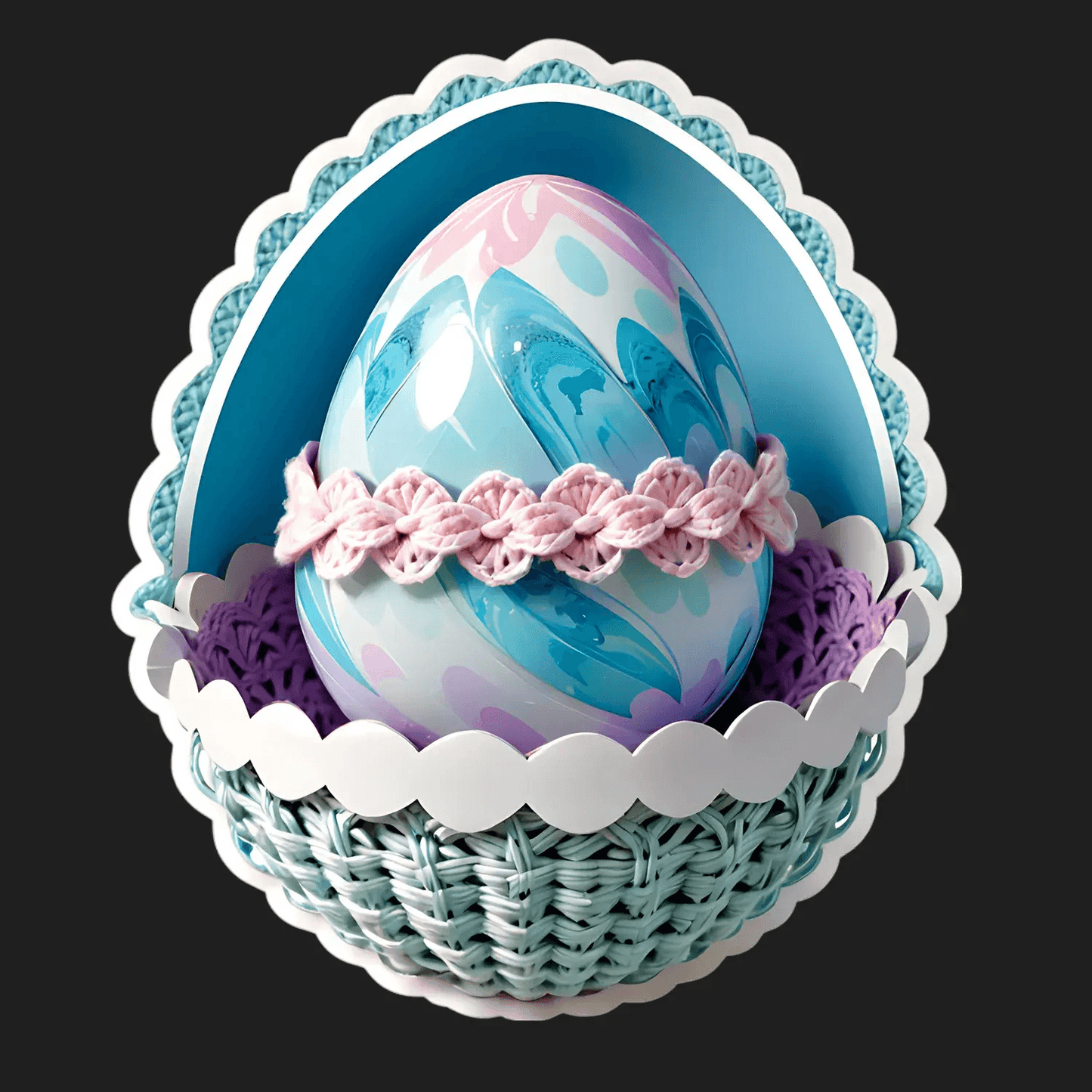 Easter Egg Sticker - Decorative Colorful Motif - Heat Press Transfer