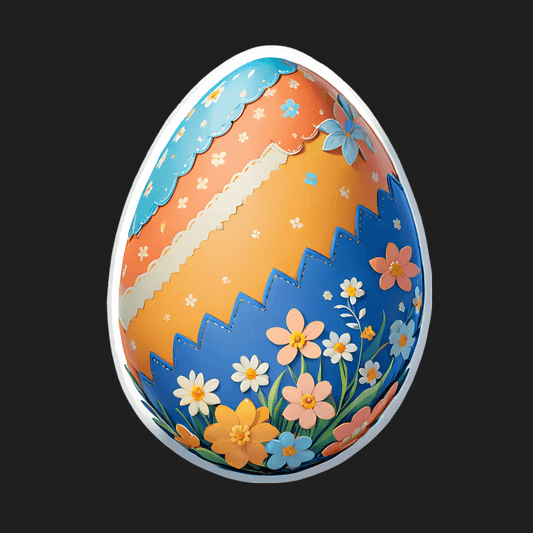 Easter Egg Sticker - Floral UV DTF - Heat Press Transfer