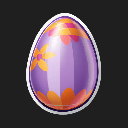 Easter Egg Sticker - Purple Floral Design - Heat Press Transfer