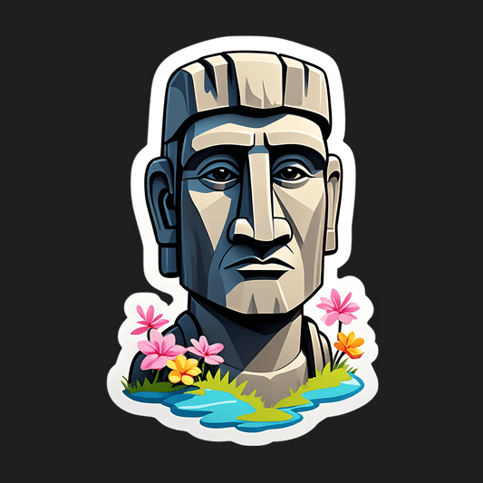 Easter Island Moai - Tropical Sticker - Heat Press Transfer