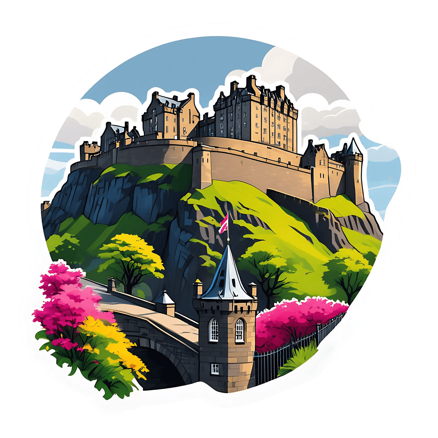 Edinburgh Castle View - Sticker - Heat Press Transfer