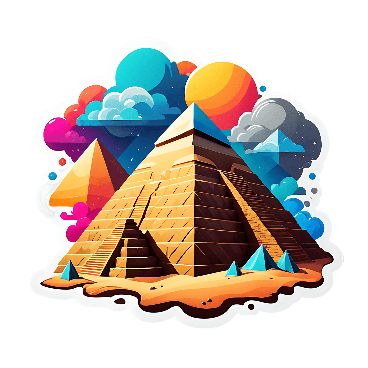 Egyptian Pyramids Colorful Skyline - Sticker - Heat Press Transfer
