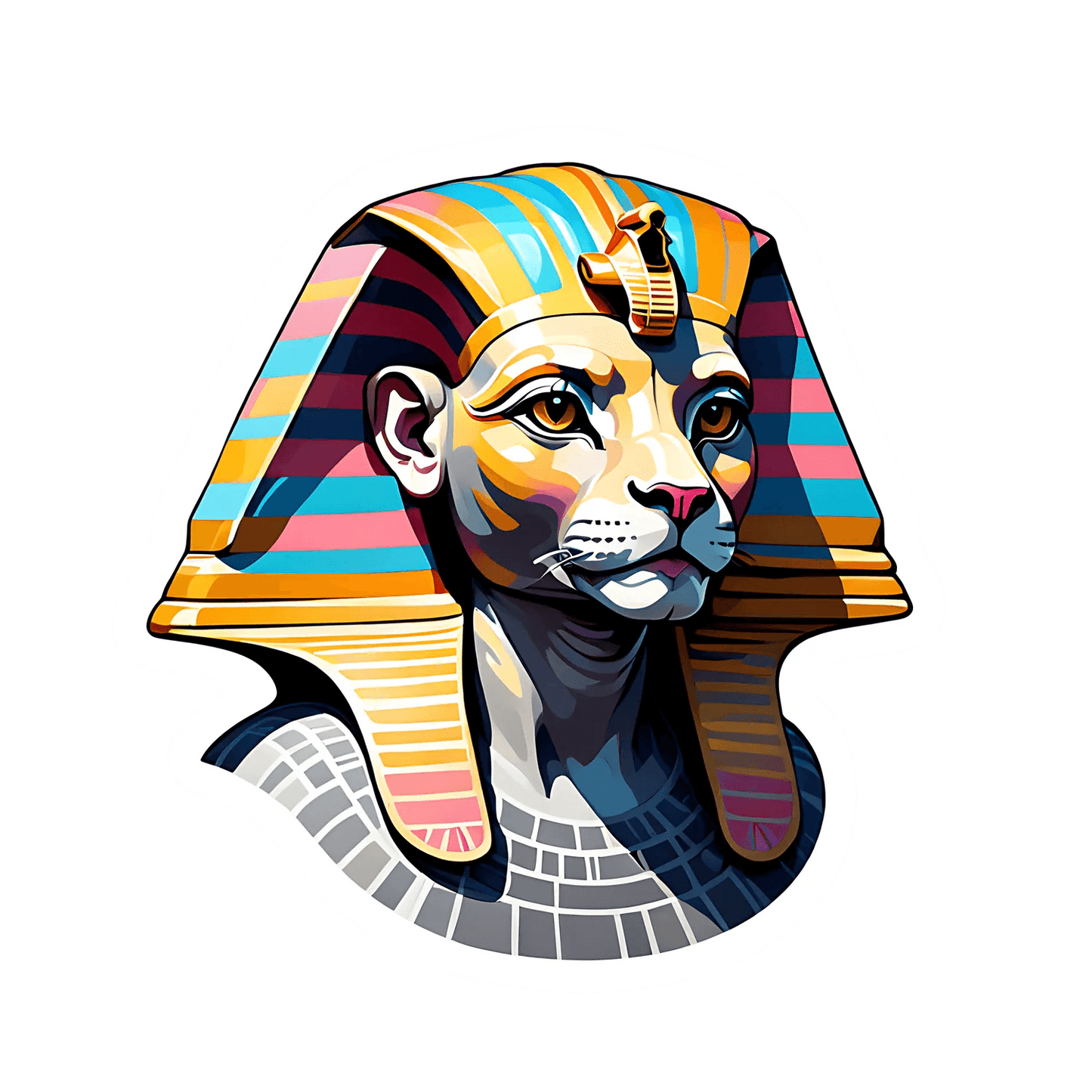 Egyptian Sphinx Colorful Sticker - Heat Press Transfer