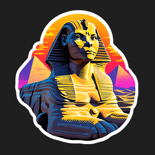 Egyptian Sphinx Sticker - Vibrant Sunset Design - Heat Press Transfer