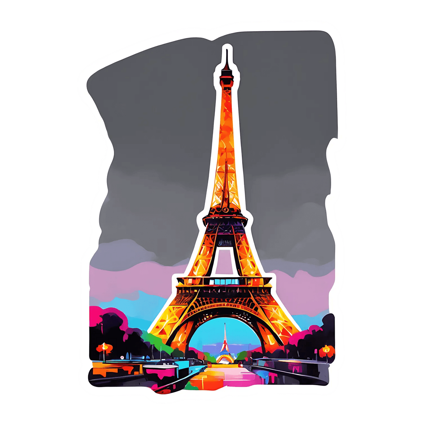 Eiffel Tower Sunset - UV DTF Sticker - Heat Press Transfer