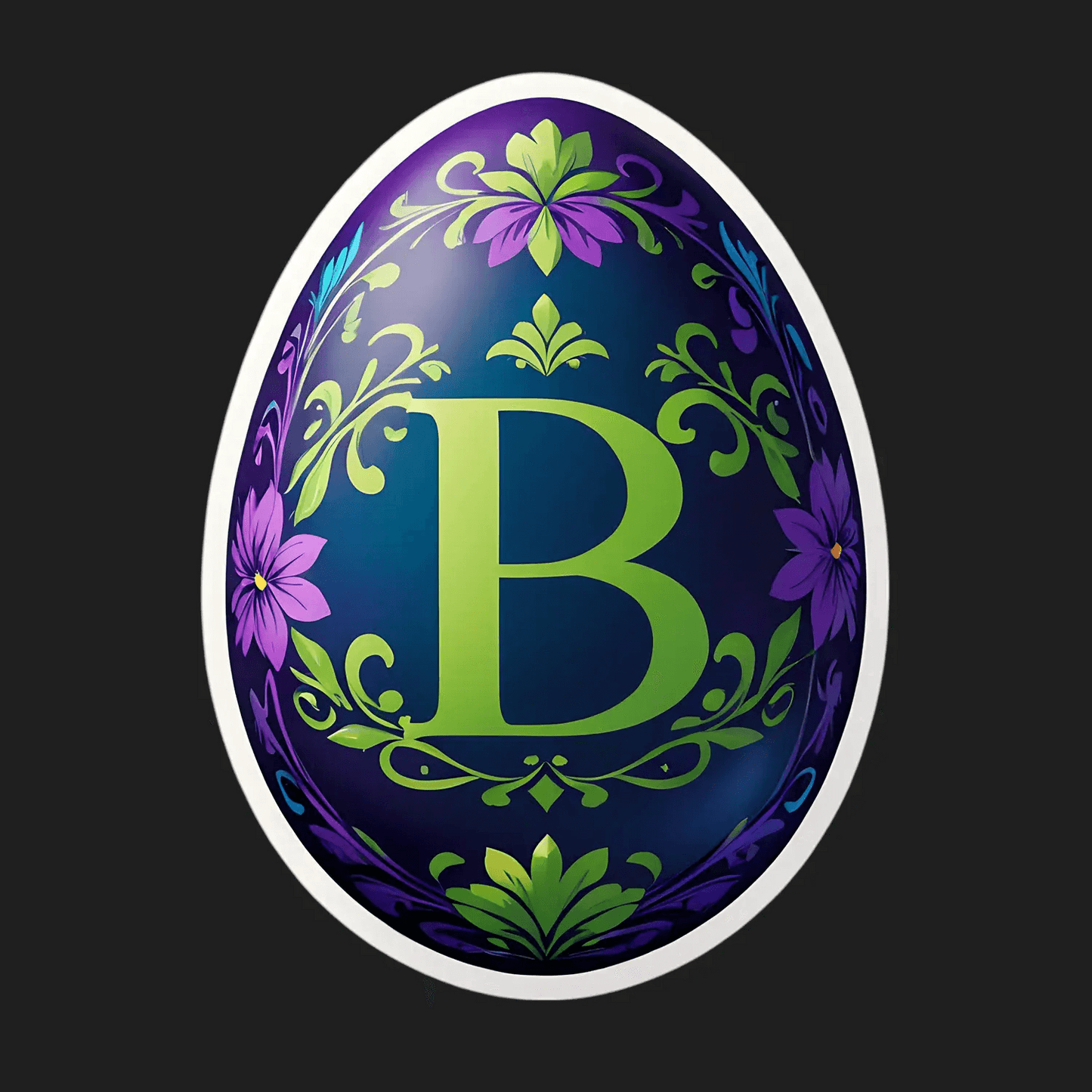 Elegant B Monogram - Floral Sticker - Heat Press Transfer