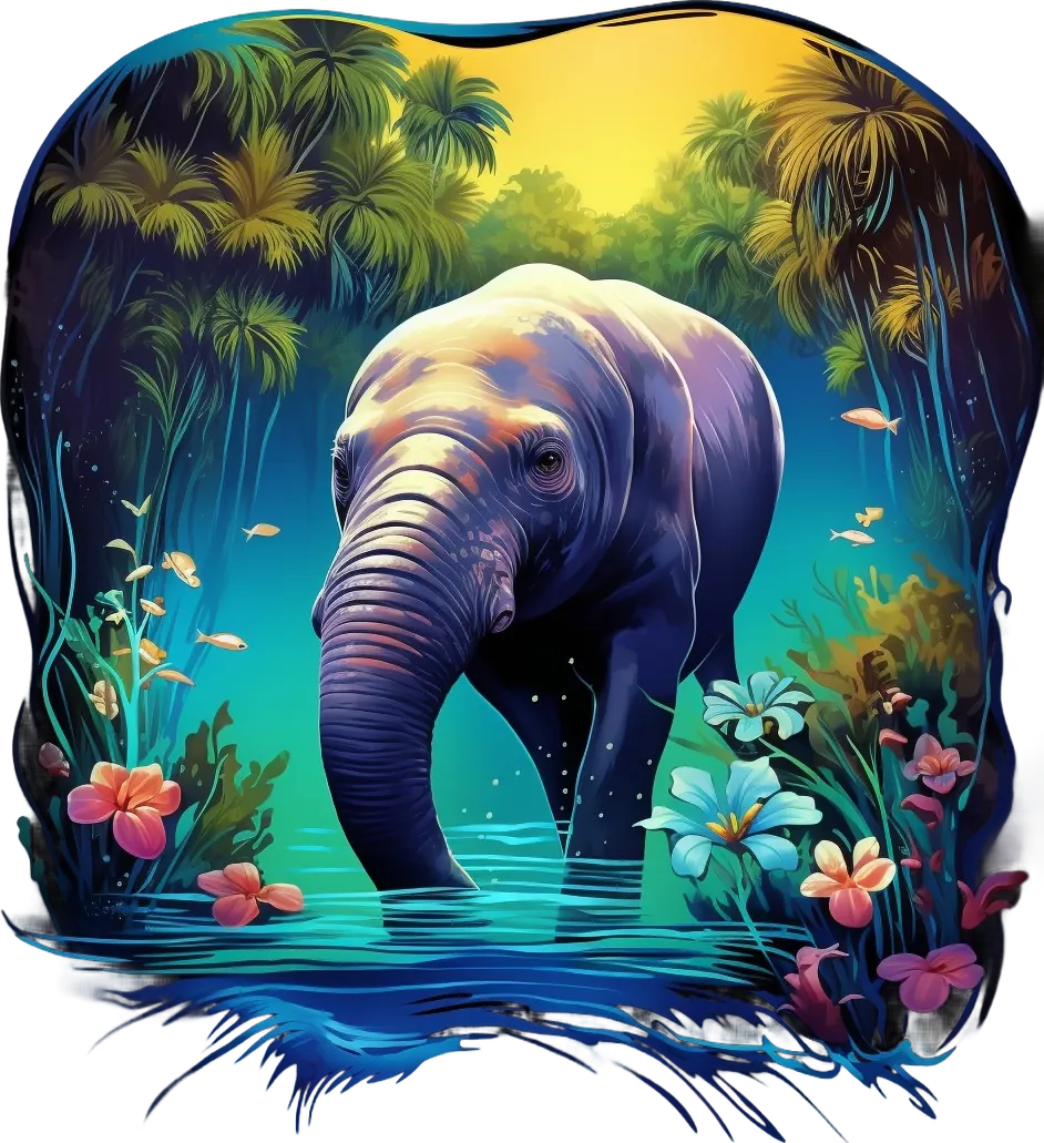 Elephant Jungle Scene - DTF Ready to Press - Heat Press Transfer