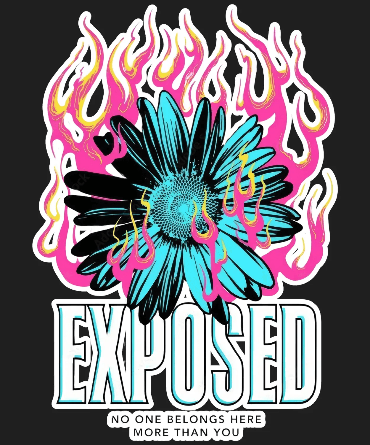 Exposed Flower - DTF Ready to Press (black_bg)