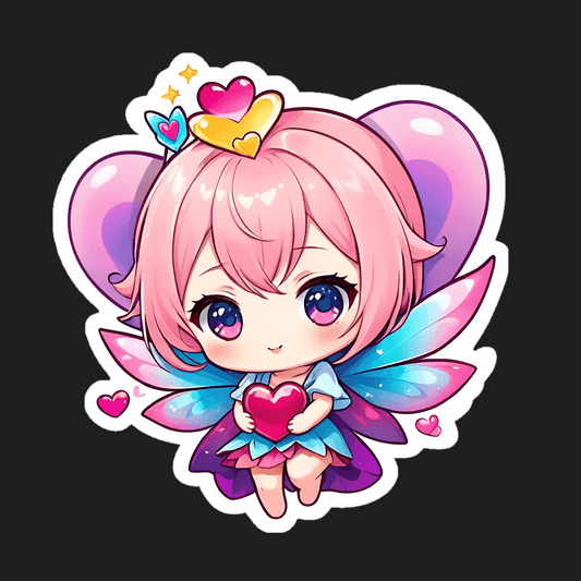 Fairy Charm Sticker - Cute Heart Wings - Heat Press Transfer