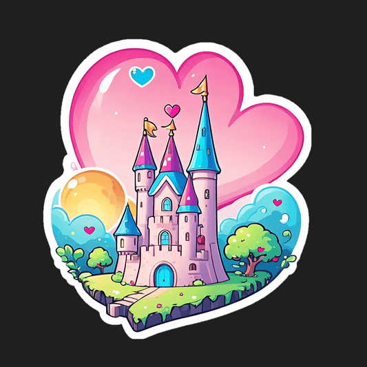 Fairytale Castle Heart Sticker - Heat Press Transfer