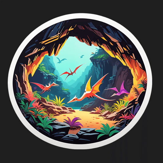 Fantasy Cave Scenery - Round Sticker - Heat Press Transfer
