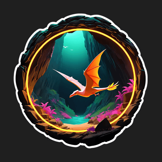 Fantasy Pterosaur - Cave Sticker - Heat Press Transfer