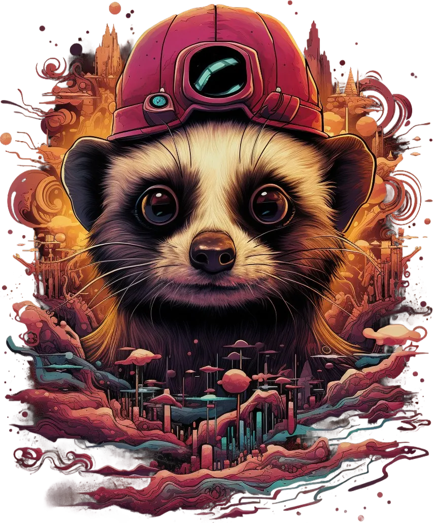 Fantasy Raccoon - DTF Ready to Press - Heat Press Transfer