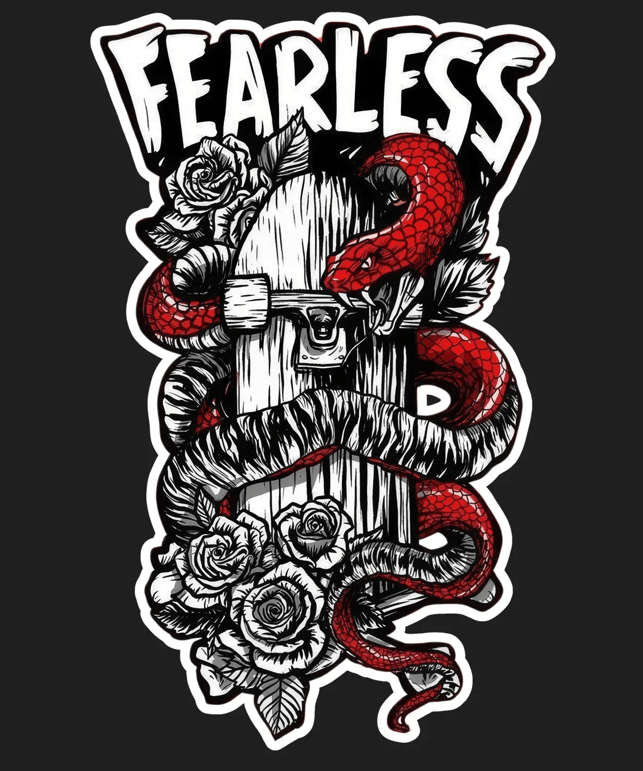 Fearless Snake Floral - DTF Ready to Press (black_bg)