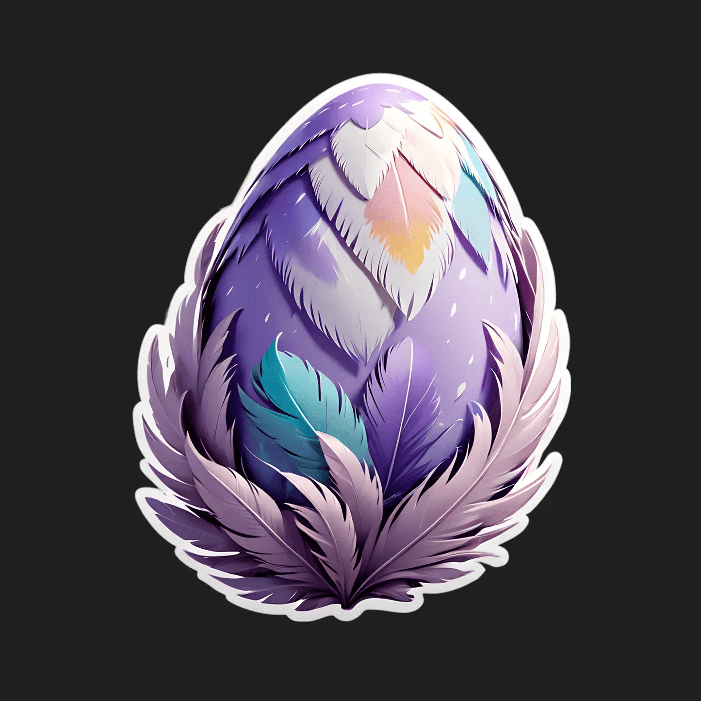 Feather Egg - Purple Sticker - Heat Press Transfer