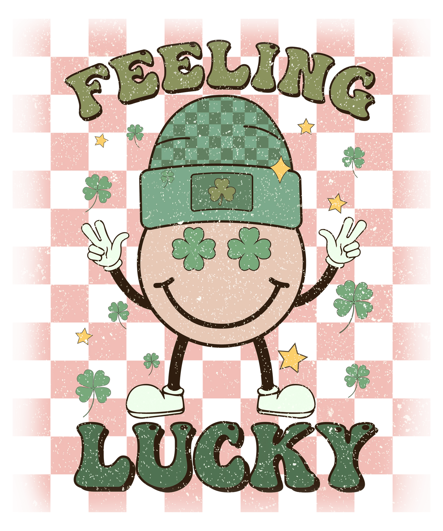 Feeling Lucky St.Patrick鈥檚 Smiley Design - DTF Ready To Press - Heat Press Transfer