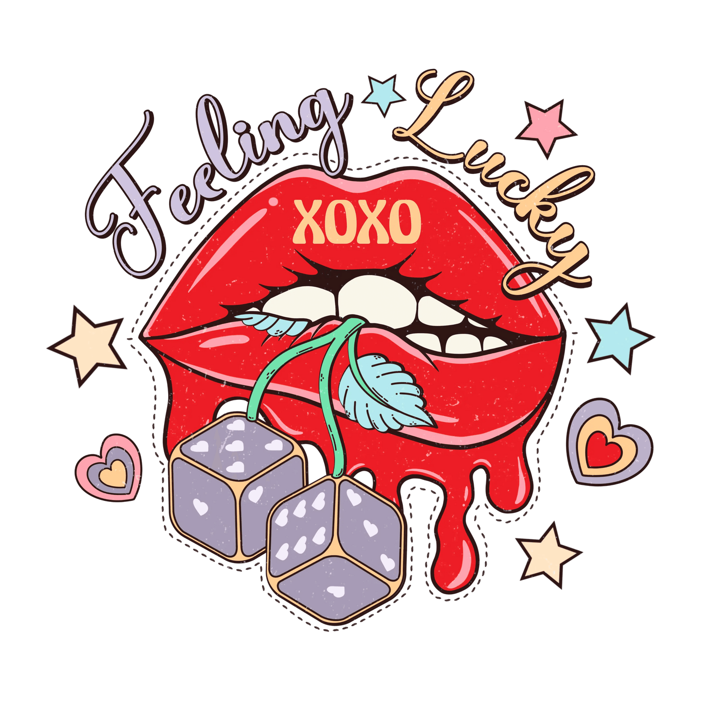 Feeling Lucky XOXO Valentine's Day Design - DTF Ready To Press - Heat Press Transfer