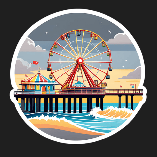 Ferris Wheel Beach - Coastal Sticker - Heat Press Transfer