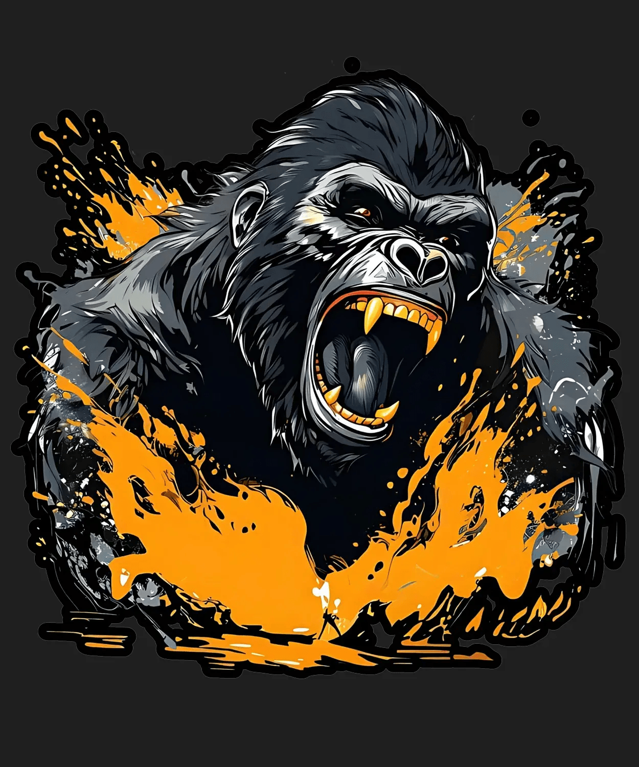 Fierce Gorilla Splash - DTF Ready to Press (black_bg)