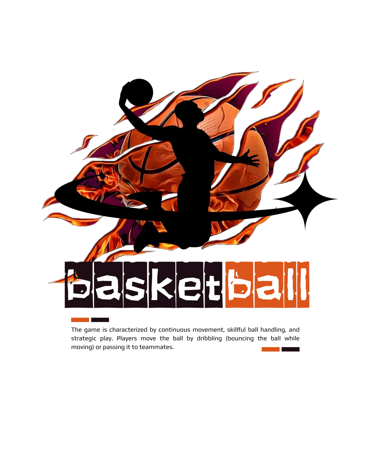 Fiery Slam Dunk - DTF Ready to Press - Heat Press Transfer